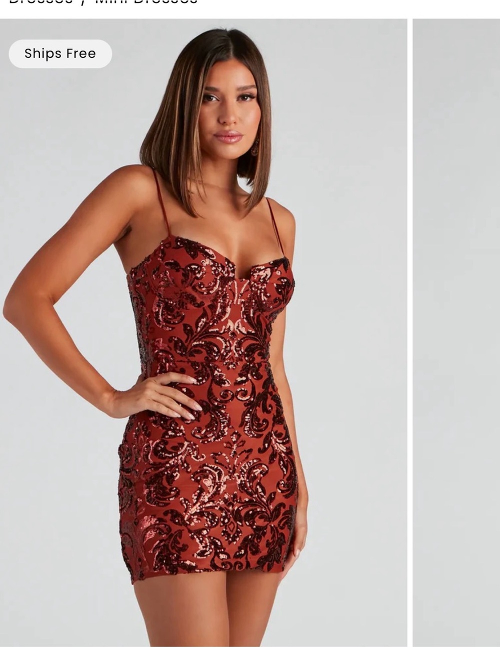 Windsor Rust Sequin Embellished Bodycon bustier Mini Dress party dress